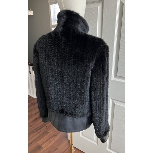 PELLESSIMO Paris Vintage Genuine Black Mink Fur Leather Bomber Jacket Sz M - Picture 11 of 16